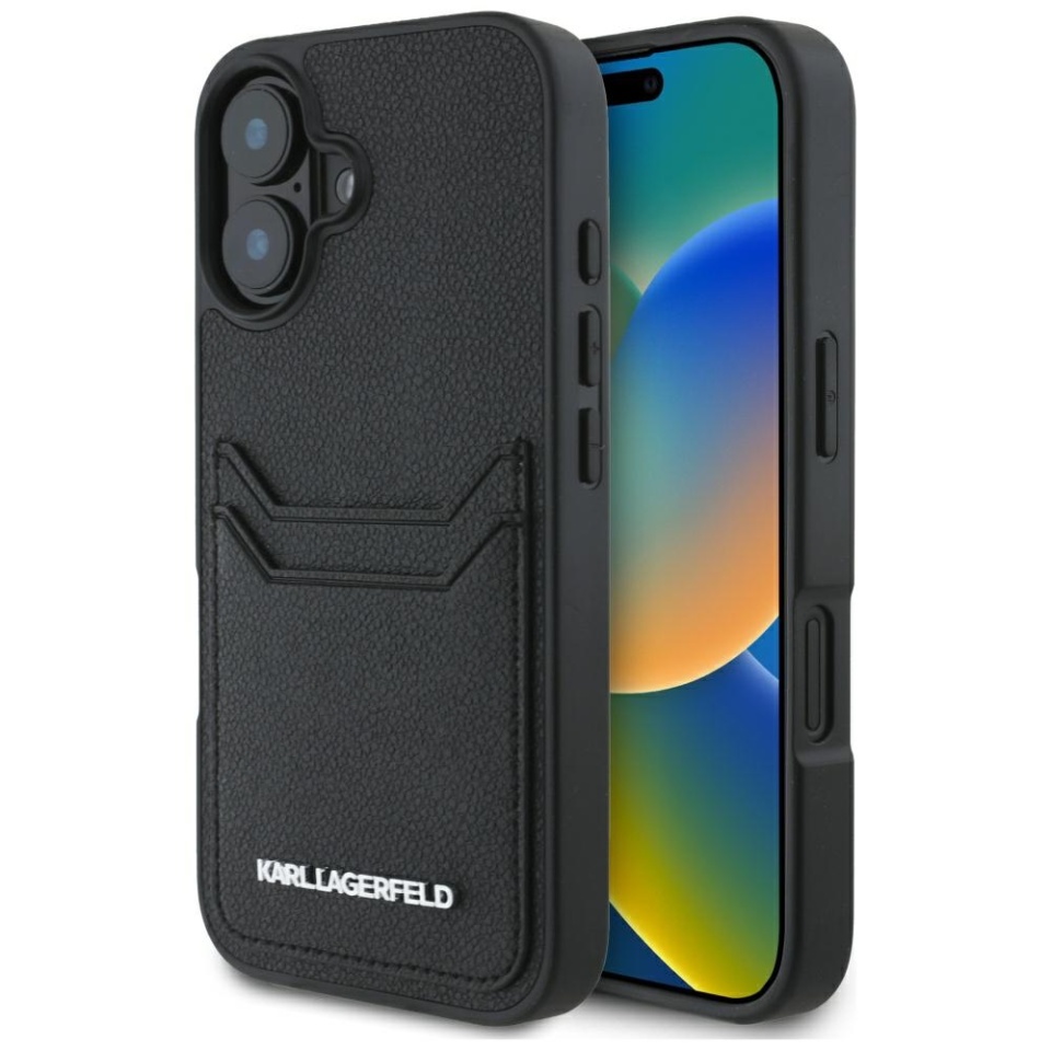 Husa pentru iPhone 16, Hardcase Leather, Karl Lagerfeld, Negru