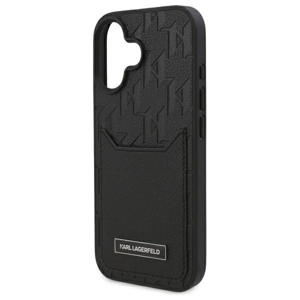 Husa pentru iPhone 16, Hardcase Leather Monogram, Karl Lagerfeld - Negru Monogram - 1 | YEO