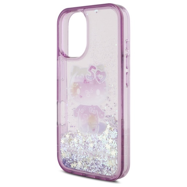 Husa pentru iPhone 16, Hardcase Liquid Glitter, Hello Kitty - Mov - 1 | YEO