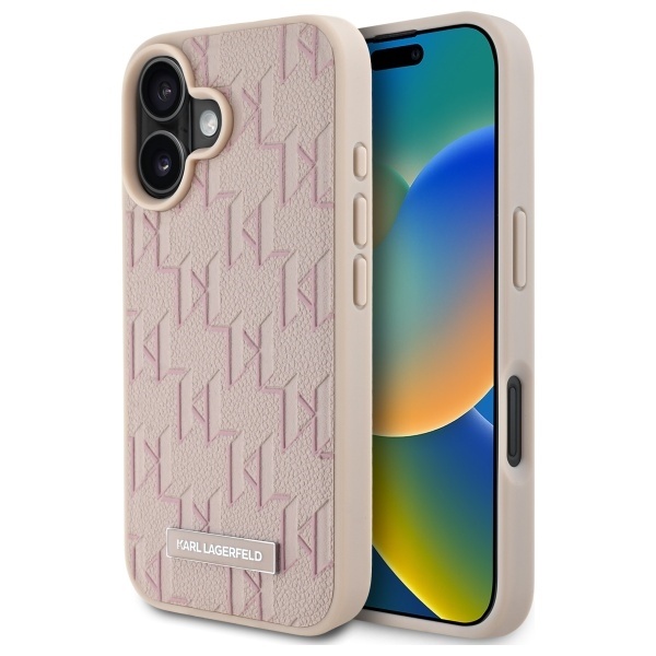 Husa pentru iPhone 16 Leather MagSafe, Karl Lagerfeld - Roz