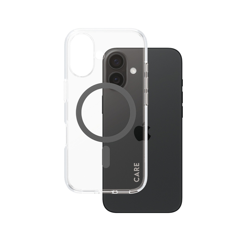 Husa pentru iPhone 16, PanzerGlass, CARE Flagship Urban Combat Black MagSafe, Anti-Soc 4.8m, Anti-Ingalbenire, Design Slim, Compatibila MagSafe, Transparenta