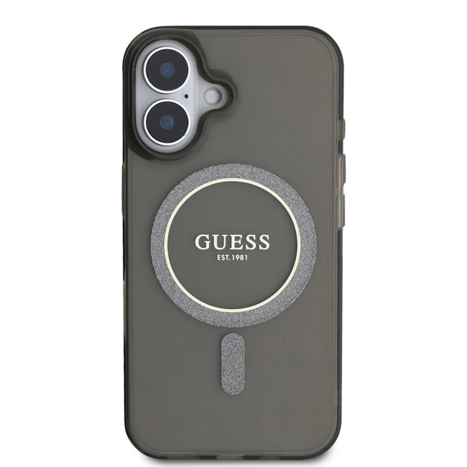 Husa pentru iPhone 16 Plus IML Glitter Circle MagSafe, Guess - Negru - 1 | YEO