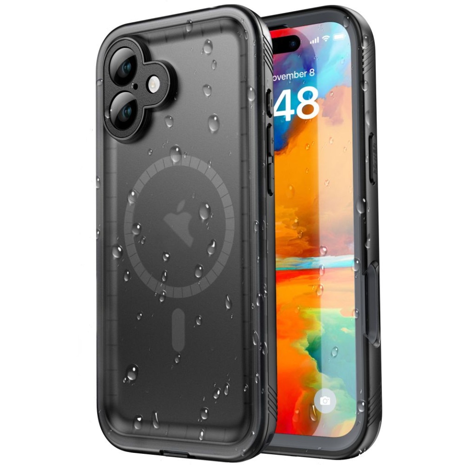 Husa pentru iPhone 16 Plus, ShellBox, Waterproof IP68 Case, Full Body, Protectie Totala, Anti-Soc, Rezistenta la Apa si Praful, Negru