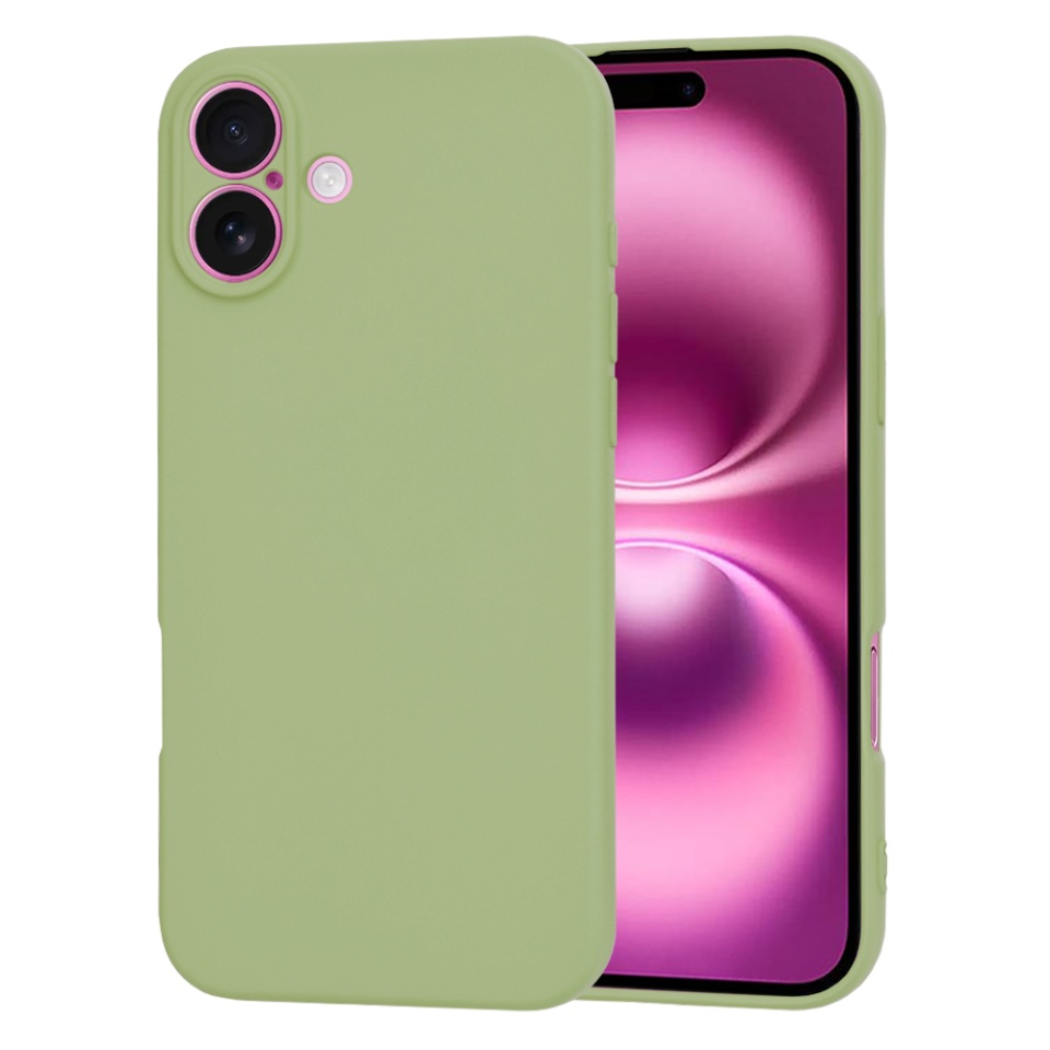 Husa pentru iPhone 16 Plus, SKYDDAR INNOVATION, din Silicon Catifelat, SoftElegance , Verde, set cu sticker