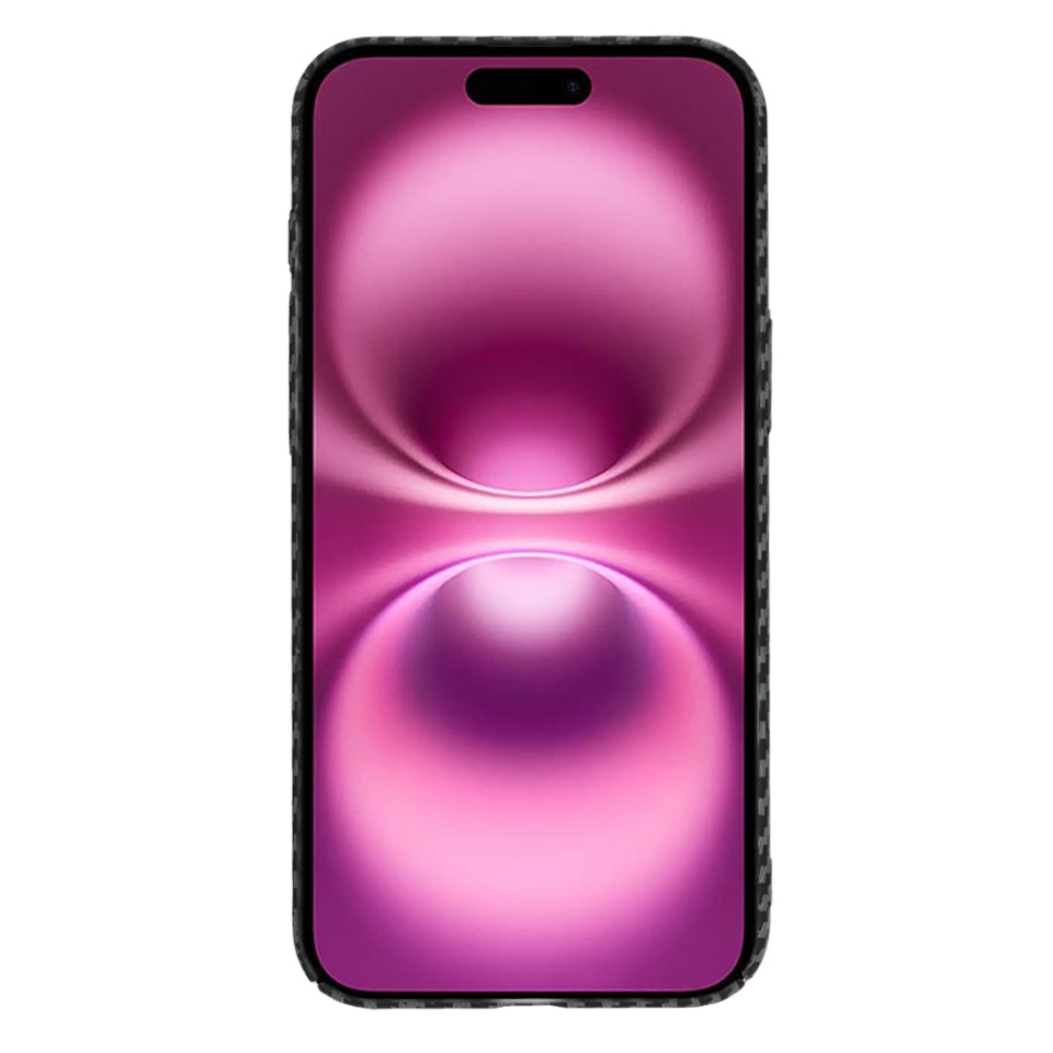 Husa pentru iPhone 16 Plus, SKYDDAR INNOVATION, textura carbon, Carbonite FiberShell, Negru, set cu sticker - 1 | YEO