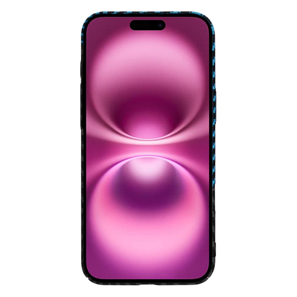 Husa pentru iPhone 16 Plus, SKYDDAR INNOVATION, textura carbon, Carbonite FiberShell, Bleu, set cu sticker - 1 | YEO