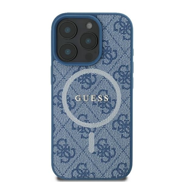 Husa pentru iPhone 16 Pro, 4G Ring Classic Logo MagSafe, Guess, Albastru - 2 | YEO