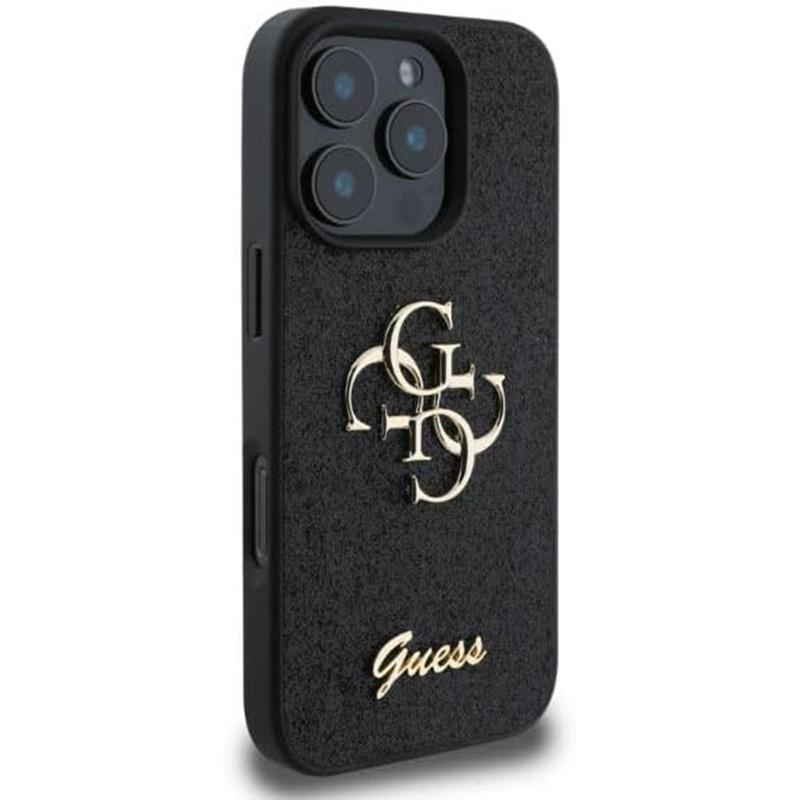 Husa pentru iPhone 16 Pro, Glitter Fixed Big 4G, Protectie Slim, Guess, Negru - 2 | YEO