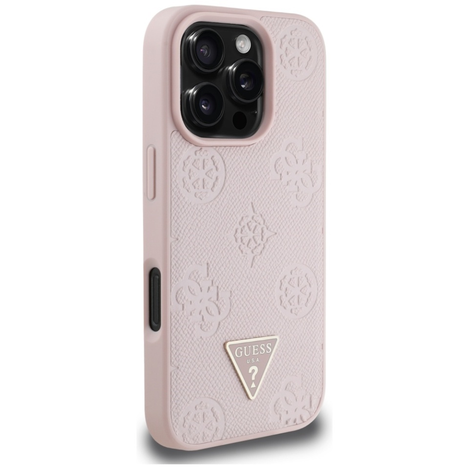 Husa pentru iPhone 16 Pro, Grained Triangle, Guess, Roz - 1 | YEO