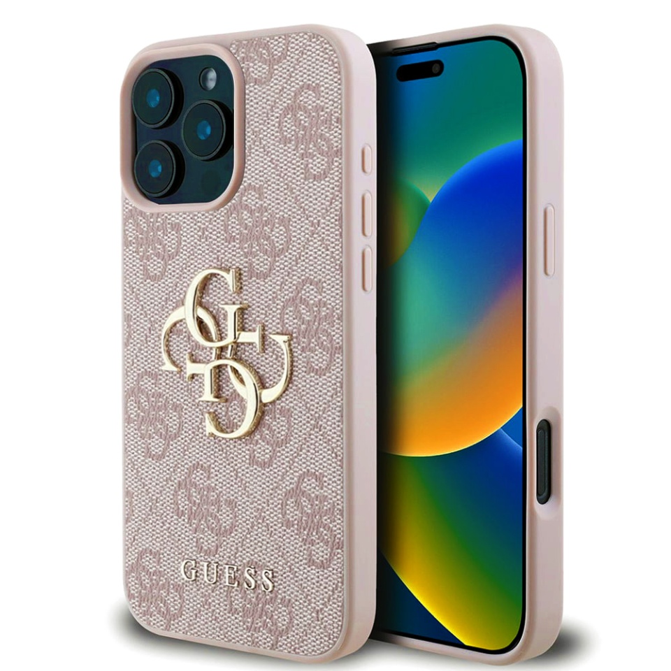 Husa pentru iPhone 16 Pro, Guess Hardcase 4G Big Logo, Protectie Slim, Compatibila, Roz