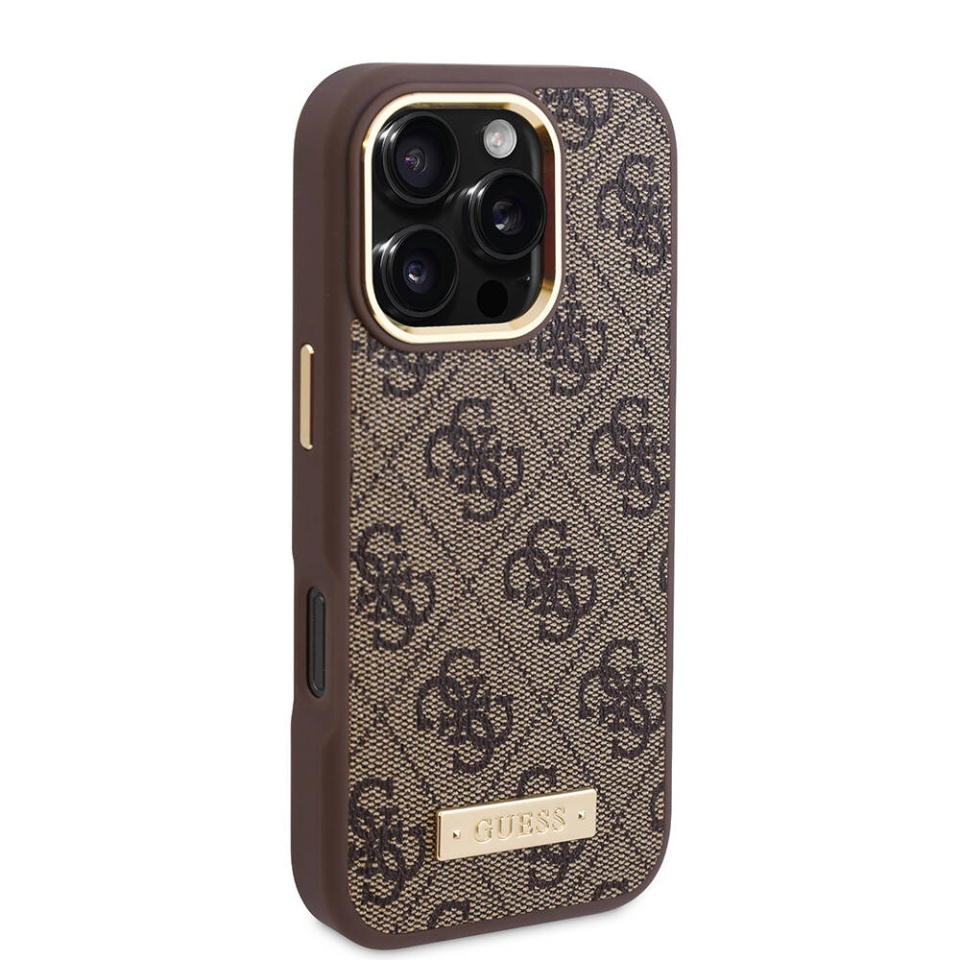 Husa pentru iPhone 16 Pro, Guess, Hardcase 4G Logo Plate MagSafe, Negru - 3 | YEO