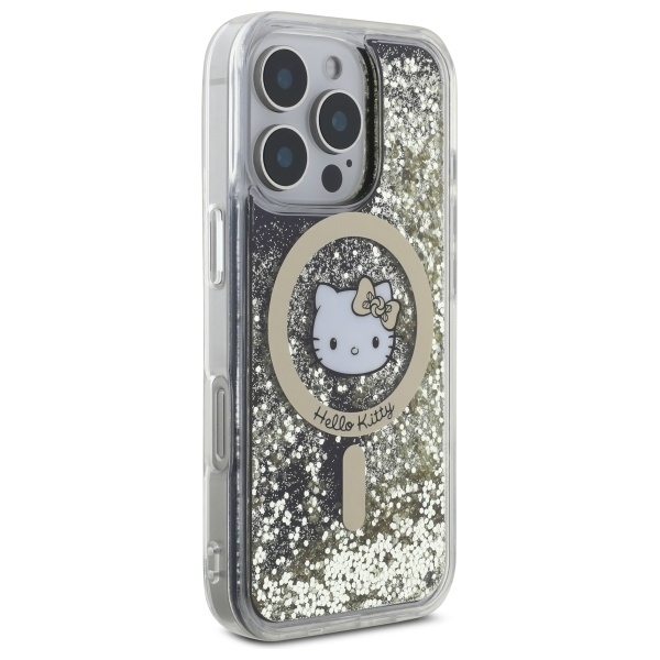 Husa pentru iPhone 16 Pro, Hardcase Liquid Glitter, Hello Kitty - Negru - 1 | YEO