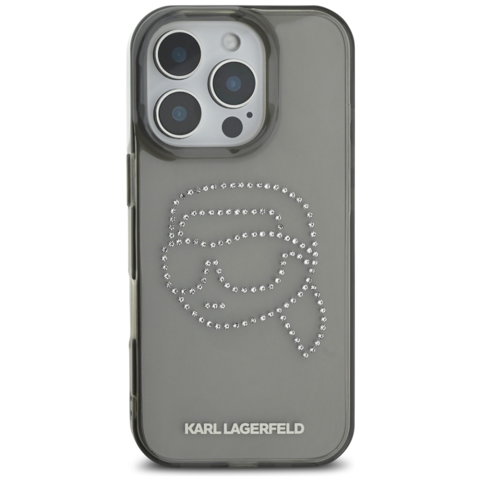 Husa pentru iPhone 16 Pro IML Rhinestones, Karl Lagerfeld - Negru - 1 | YEO