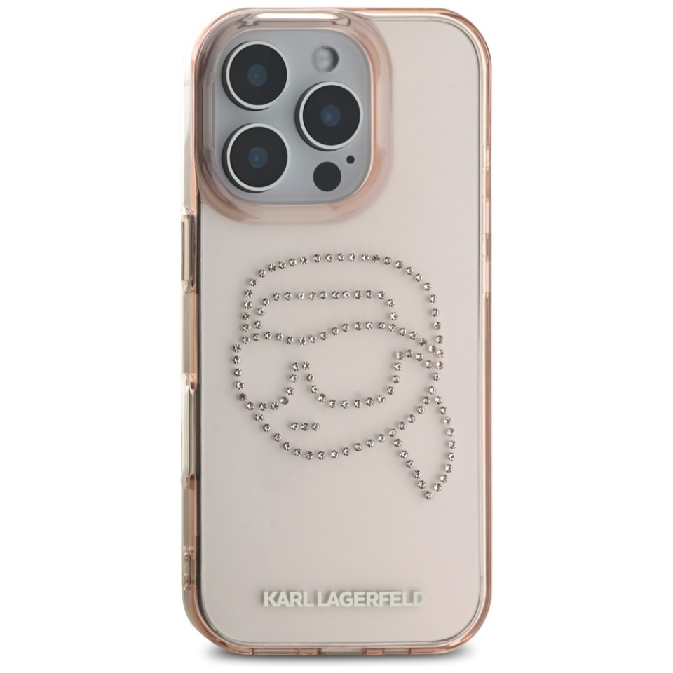 Husa pentru iPhone 16 Pro IML Rhinestones, Karl Lagerfeld - Roz - 2 | YEO