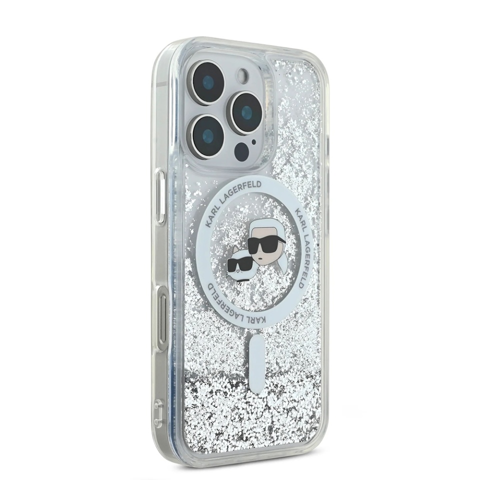 Husa pentru iPhone 16 Pro, Liquid Glitter MagSafe, Karl Lagerfeld - Transparenta - 1 | YEO