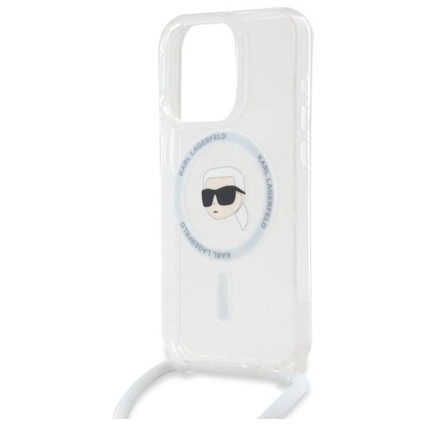 Husa pentru iPhone 16 Pro Max, Karl Lagerfeld, IML Crossbody MagSafe, Transparent Karl Head - 1 | YEO