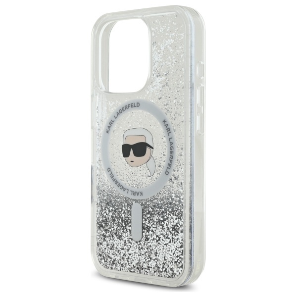 Husa pentru iPhone 16 Pro Max, Liquid Glitter MagSafe, Karl Lagerfeld - Transparenta - 1 | YEO