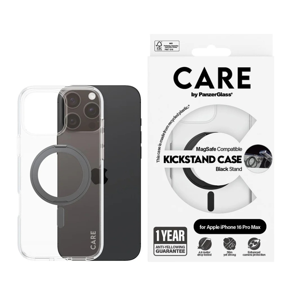 Husa pentru iPhone 16 Pro Max, PanzerGlass, MagSafe Kickstand si Protectie Camera, Margini Intarite Anti-Soc, Design Slim, Transparent - 3 | YEO