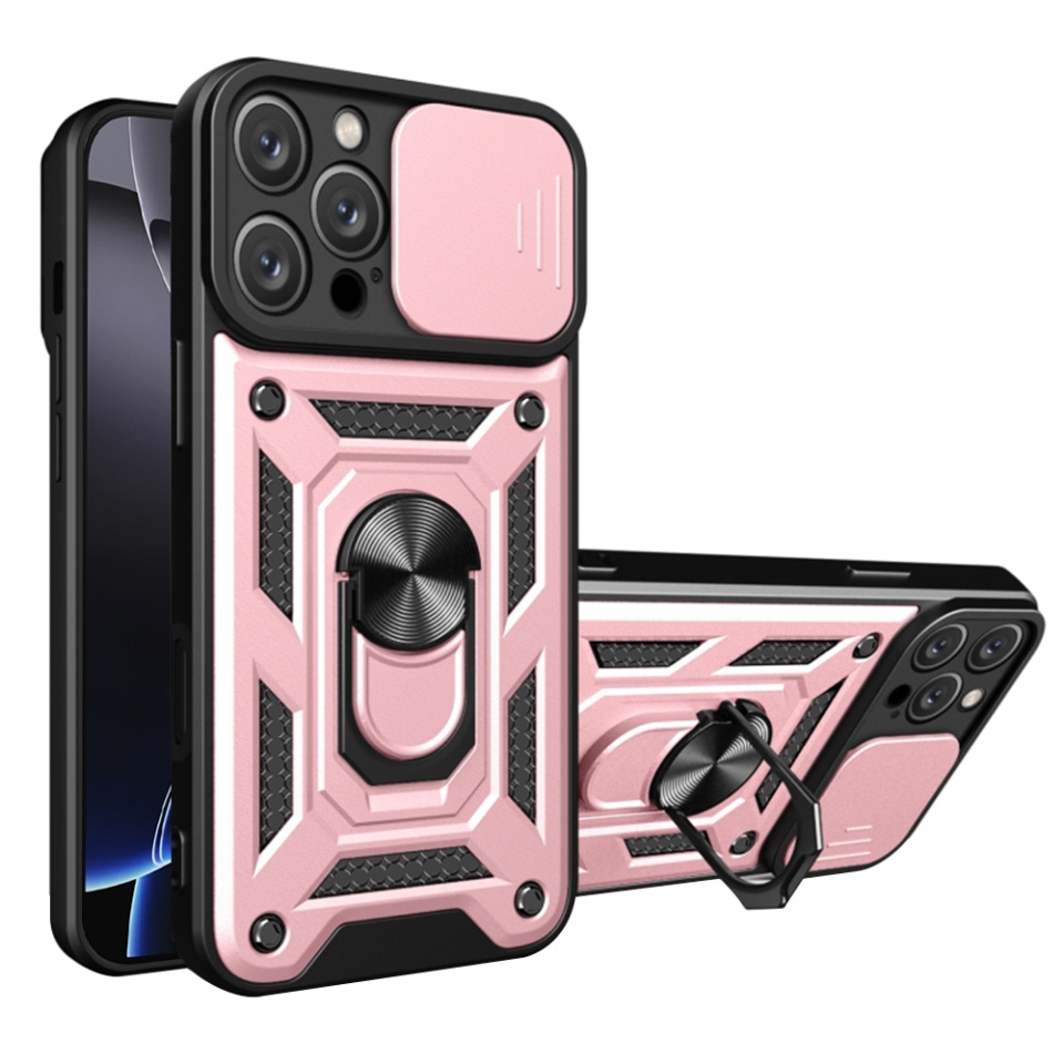 Husa pentru iPhone 16 Pro Max, SKYDDAR INNOVATION, CamShield, Roz, set cu sticker