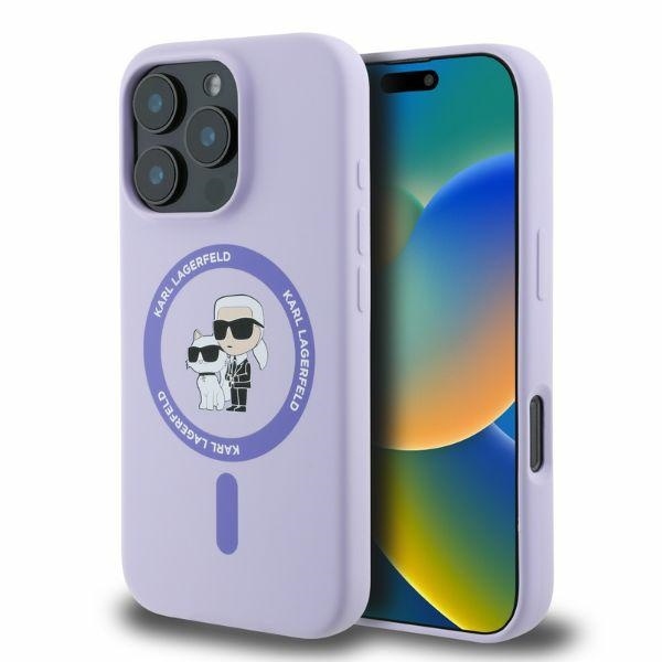 Husa pentru iPhone 16 Pro, Silicone MagSafe, Karl Lagerfeld - Mov