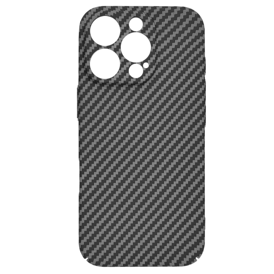 Husa pentru iPhone 16 Pro, SKYDDAR INNOVATION, textura carbon, Carbonite FiberShell, Negru, set cu sticker - 3 | YEO