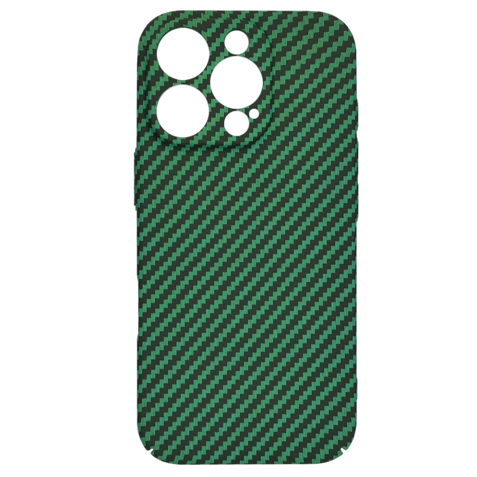 Husa pentru iPhone 16 Pro, SKYDDAR INNOVATION, textura carbon, Carbonite FiberShell, Verde, set cu sticker - 3 | YEO