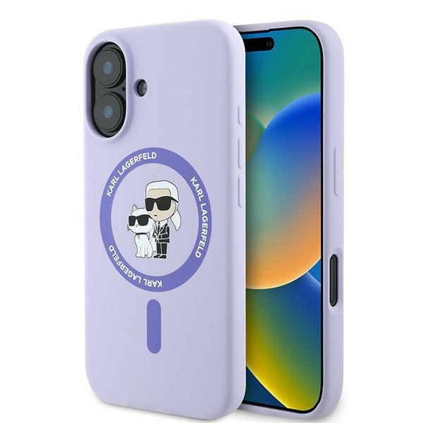 Husa pentru iPhone 16, Silicone MagSafe, Karl Lagerfeld - Mov