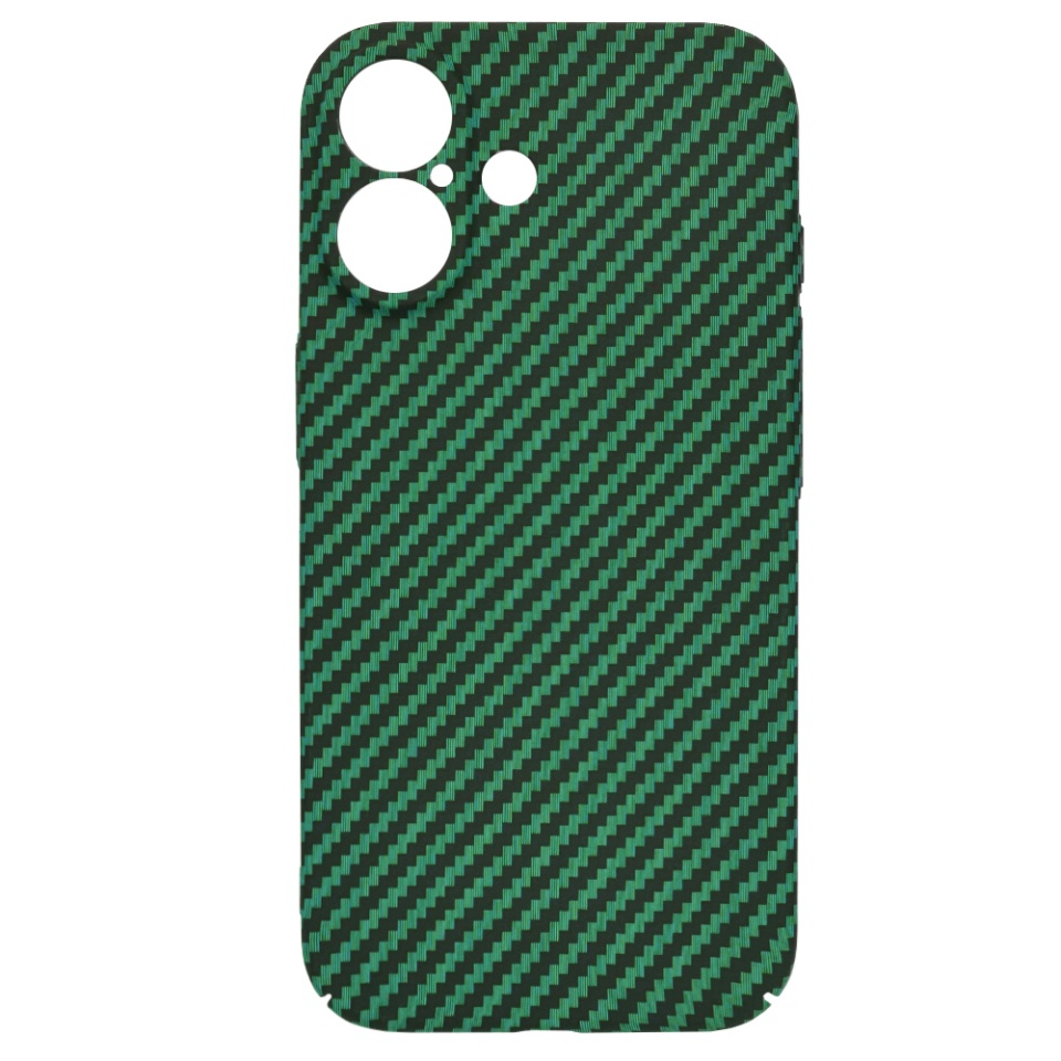 Husa pentru iPhone 16, SKYDDAR INNOVATION, textura carbon, Carbonite FiberShell, Verde, set cu sticker - 3 | YEO