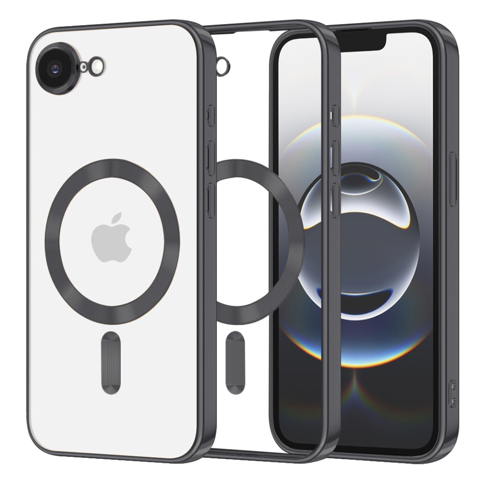 Husa pentru iPhone 16e, Luxury Shield Magsafe, Protectie Antisoc, set cu sticker, Negru