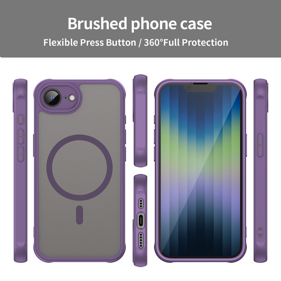Husa pentru iPhone 16e, SKYDDAR INNOVATION, HaloFrost MagSafe II, Antisoc, set cu sticker, Mov - 2 | YEO