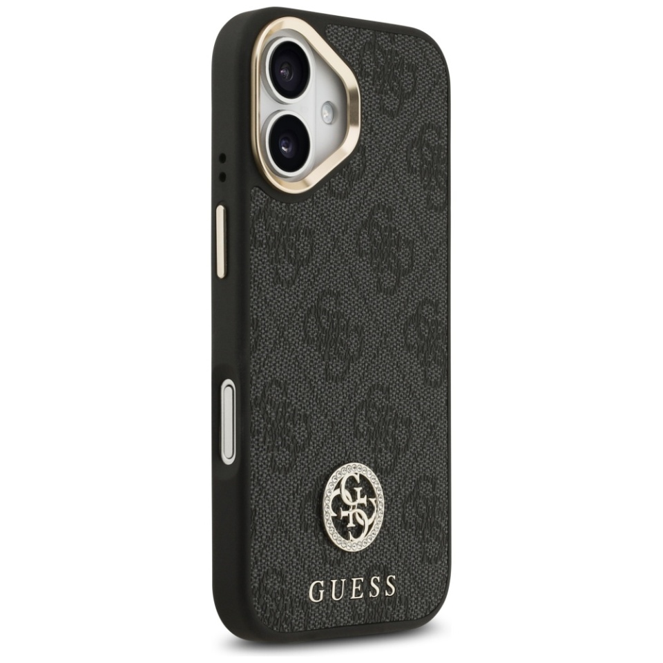 Husa pentru iPhone 17, 4G Strass Logo with Big Strap Metal Button MagSafe, Protectie Slim, Negru - 3 | YEO