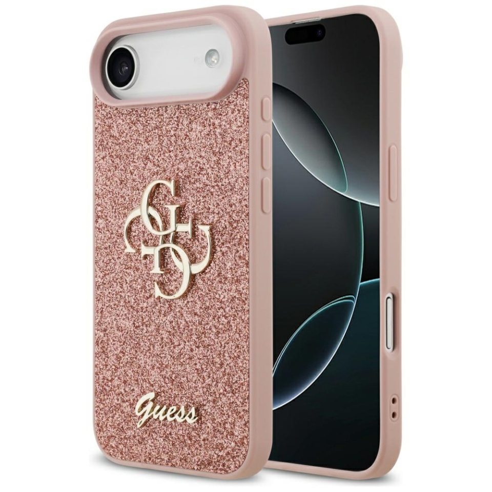 Husa pentru iPhone 17 Air, Glitter Fixed Big 4G, Protectie Slim, Guess, Roz