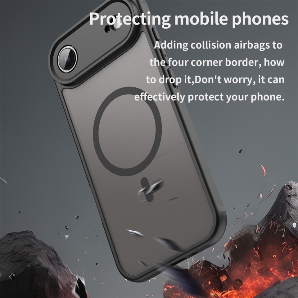 Husa pentru iPhone 17 Air, SKYDDAR INNOVATION, HaloFrost MagSafe II, Antisoc, set cu sticker, Negru - 2 | YEO