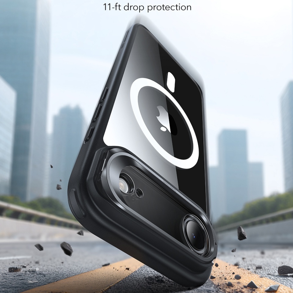 Husa pentru iPhone 17 Air, slim, ESR Classic Hybrid HaloLock Kickstand, Negru/transparenta - 2 | YEO
