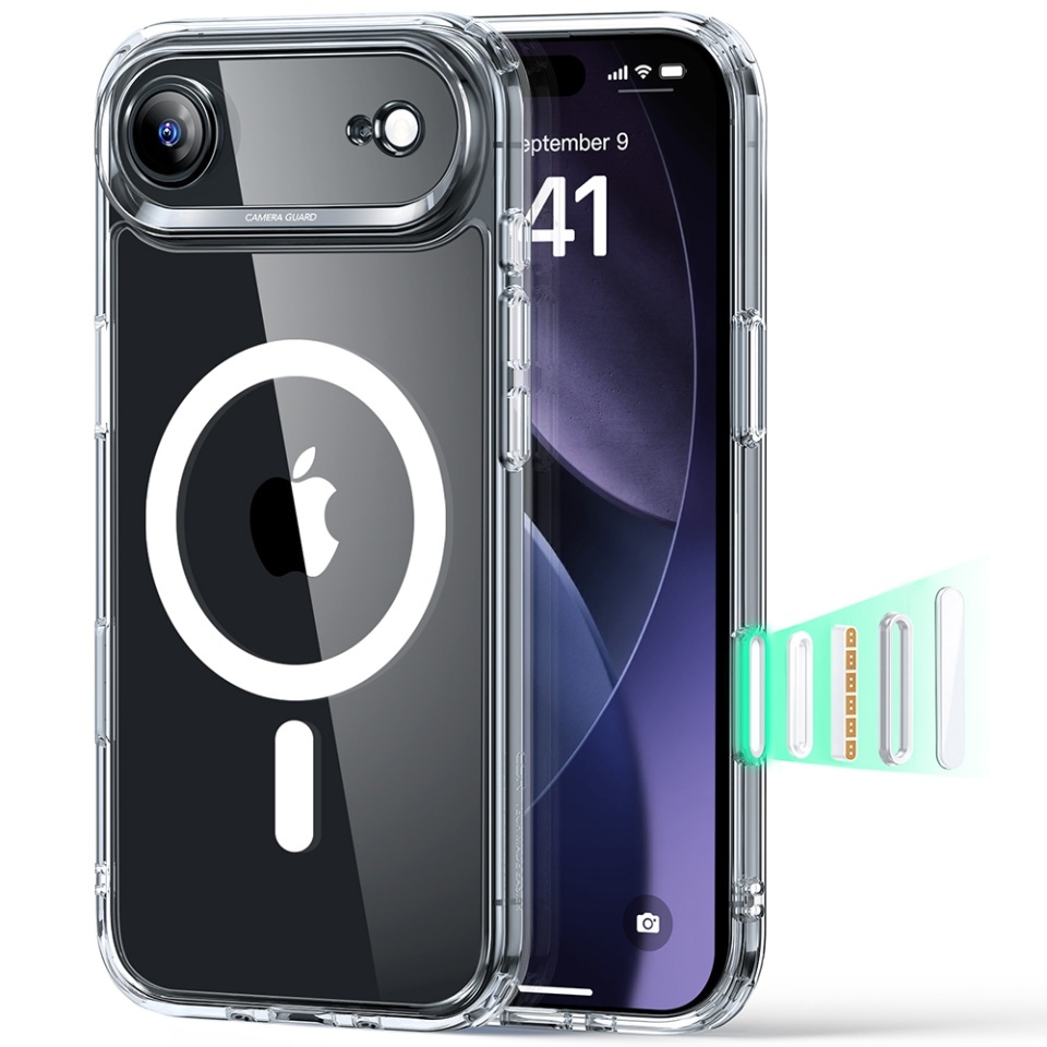 Husa pentru iPhone 17 Air, slim, ESR Classic Hybrid HaloLock, Transparenta