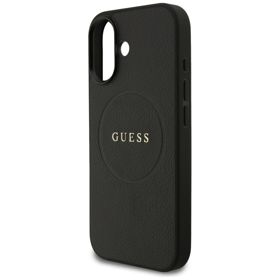 Husa pentru iPhone 17, Guess Grained Gold Ring MagSafe, Negru - 2 | YEO