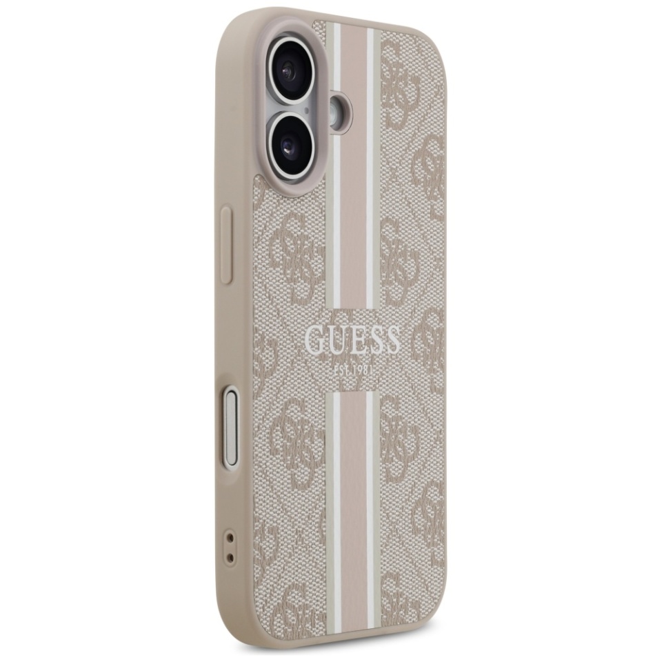 Husa pentru iPhone 17, Guess Printed Stripes MagSafe, Roz - 3 | YEO