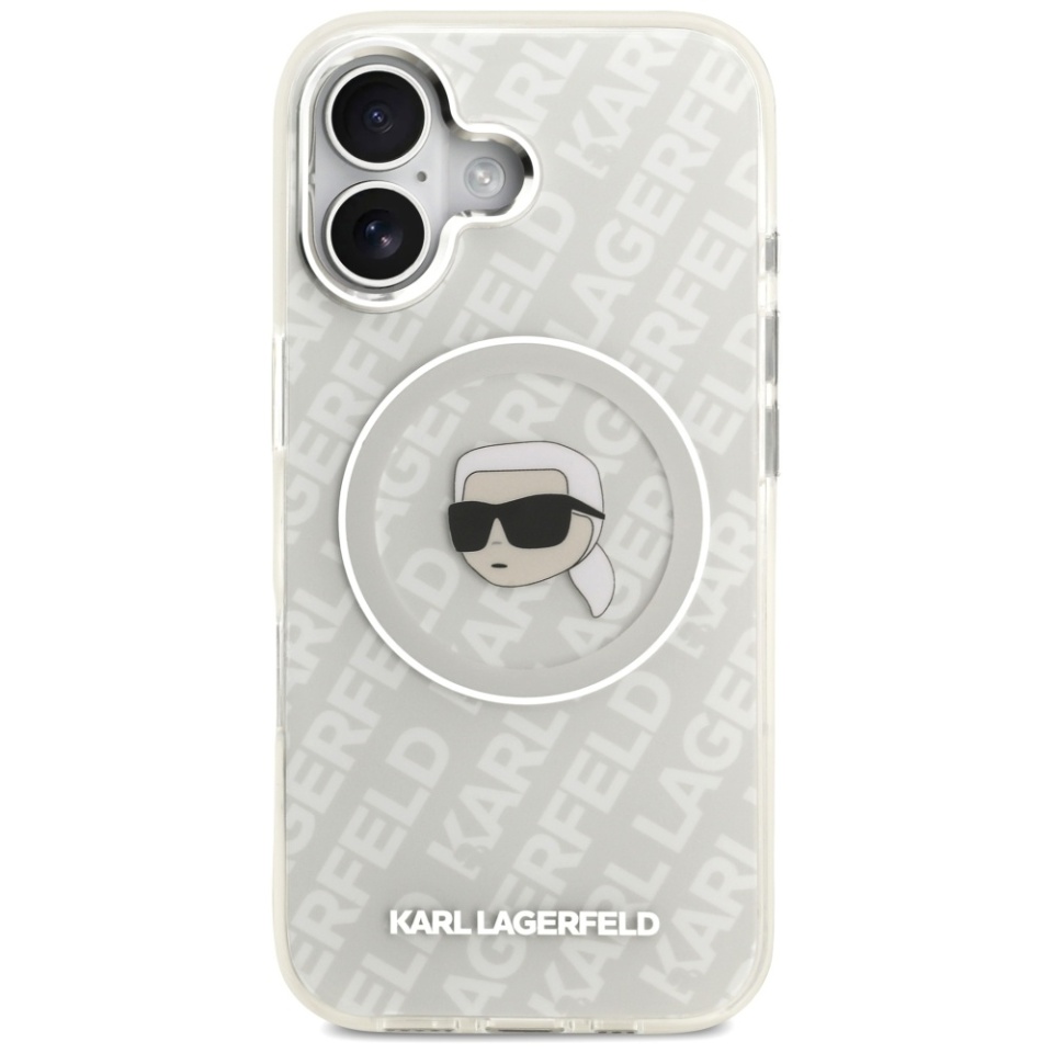 Husa pentru iPhone 17, IML Glitter K&C Heads Logo MagSafe, Clear Mono Karl&Choupette - 1 | YEO