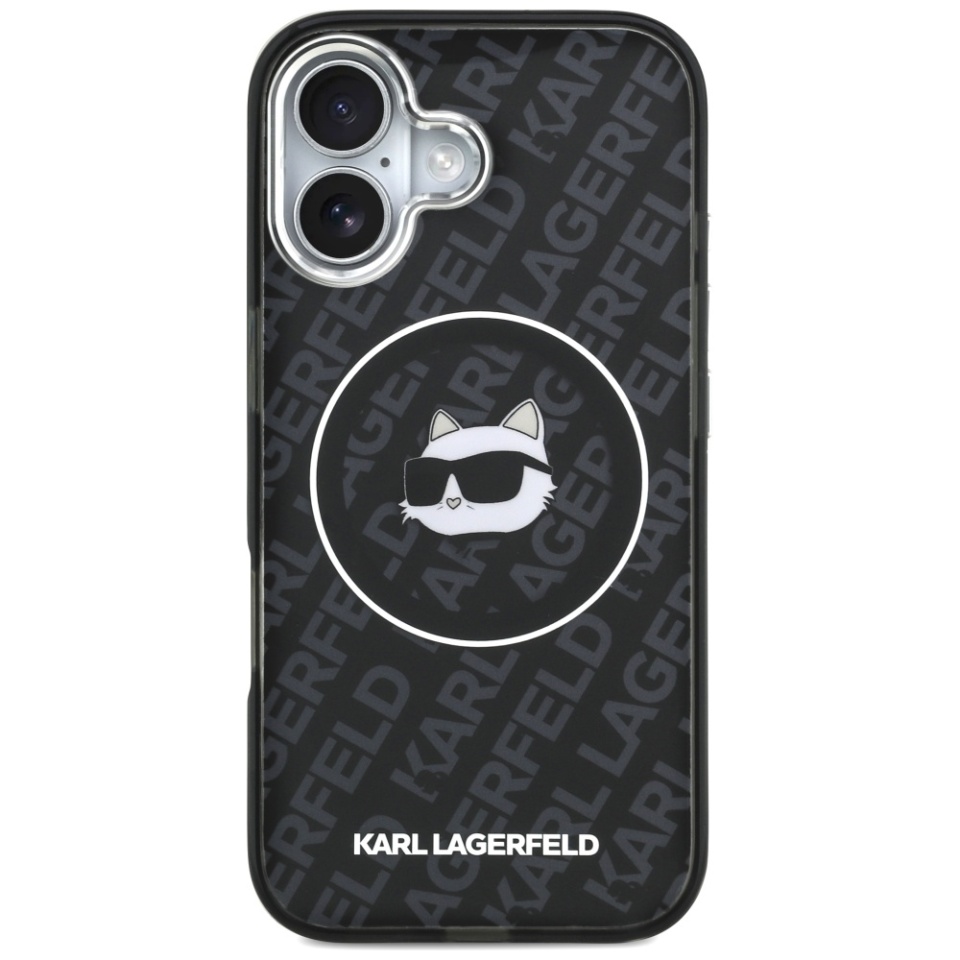 Husa pentru iPhone 17, IML Glitter K&C Heads Logo MagSafe, Clear Mono Karl&Choupette - 2 | YEO