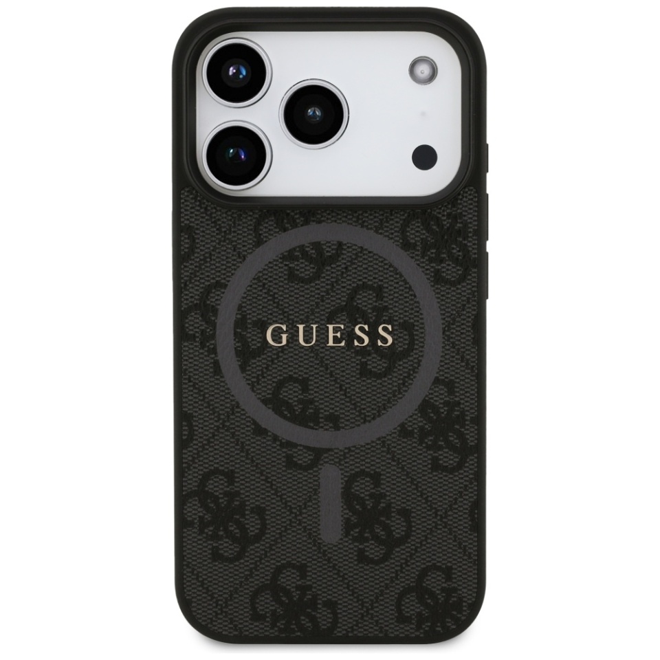 Husa pentru iPhone 17 Pro, 4G Ring Classic Logo MagSafe, Guess, Negru - 1 | YEO