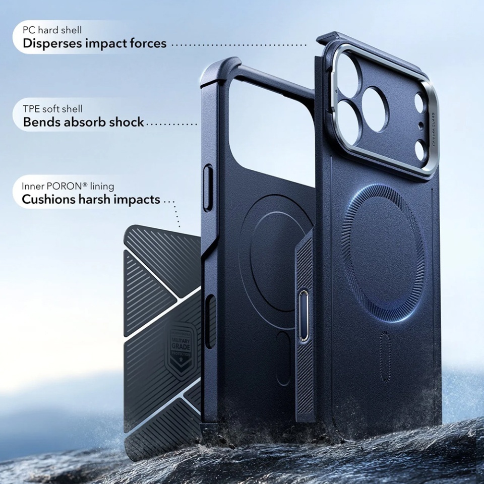 Husa pentru iPhone 17 Pro, ESR Cyber Armor Kickstand, Albastru - 3 | YEO