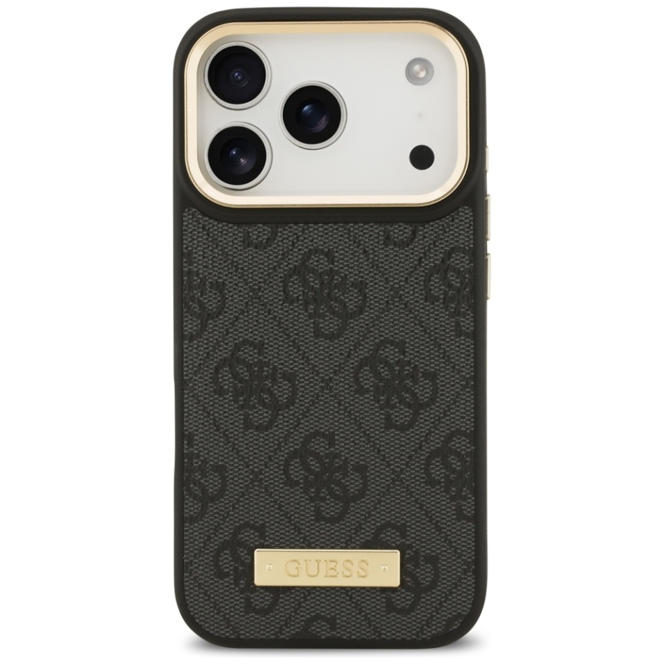 Husa pentru iPhone 17 Pro, Guess, Hardcase 4G Logo Plate MagSafe, Negru - 1 | YEO