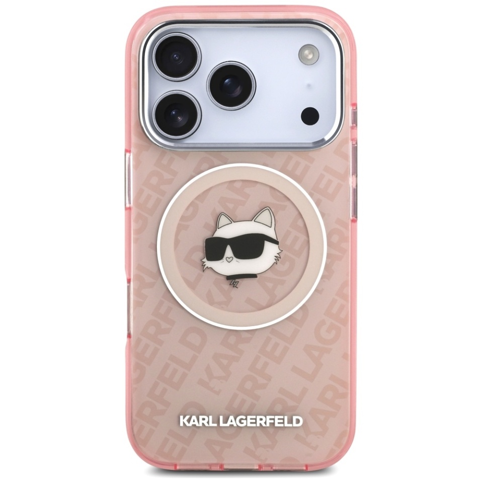 Husa pentru iPhone 17 Pro, IML Glitter K&C Heads Logo MagSafe, Clear Mono Karl&Choupette - 1 | YEO