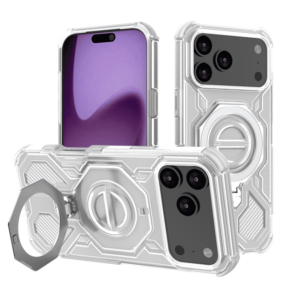 Husa pentru iPhone 17 Pro Max, Antisoc, SKYDDAR INOVATION, Carbon Shield PRO, Magsafe, set cu sticker, Alb