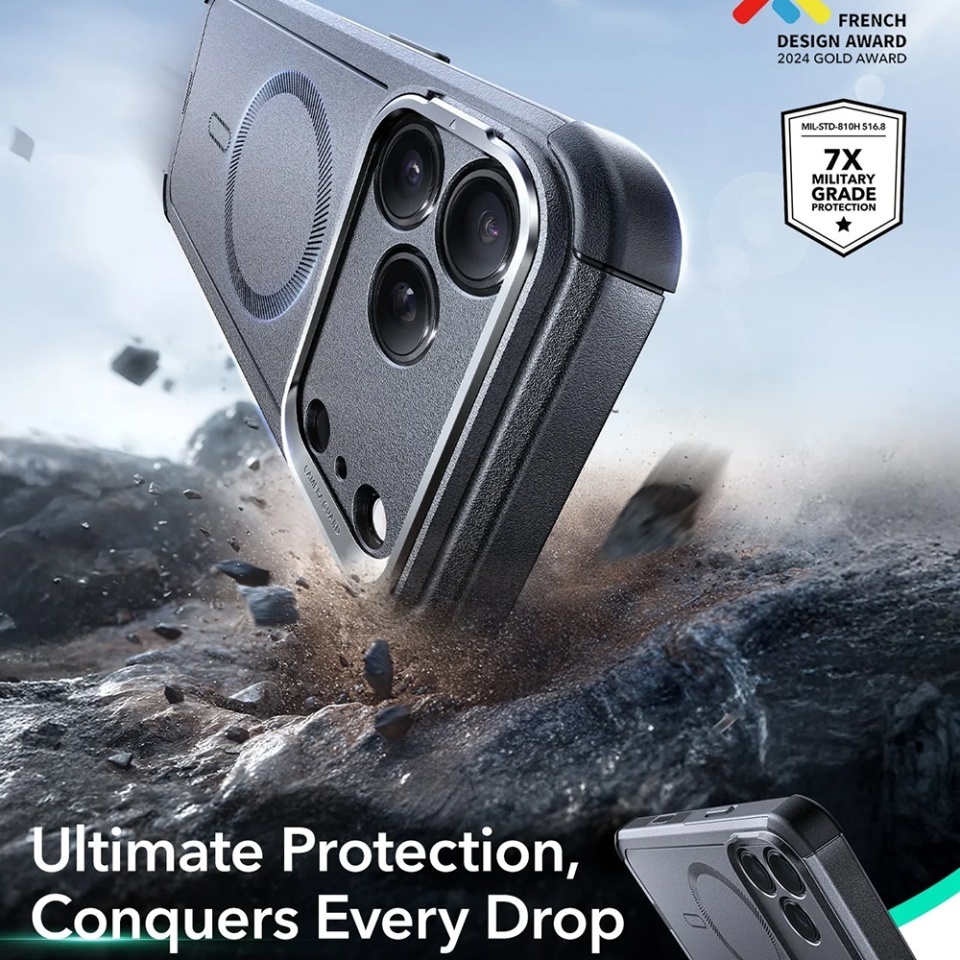 Husa pentru iPhone 17 Pro Max, ESR Cyber Armor Kickstand, Gri - 1 | YEO