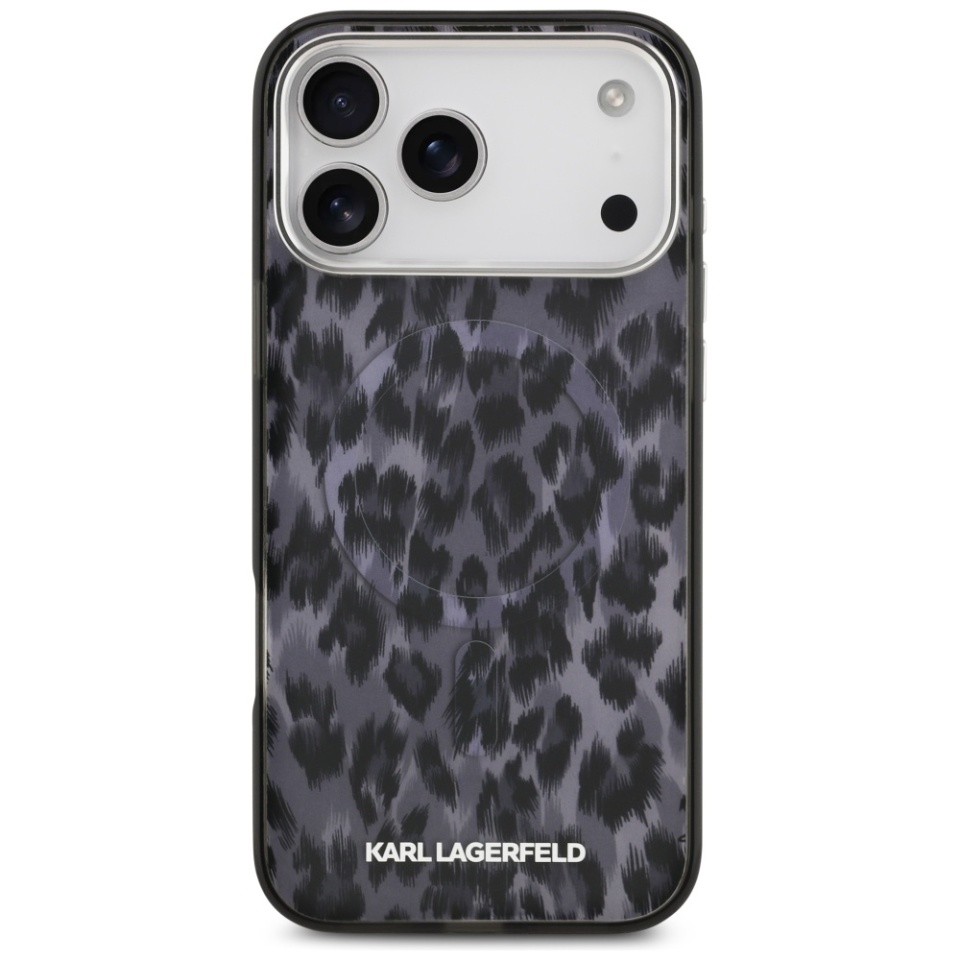Husa pentru iPhone 17 Pro Max, IML Glitter K&C Heads Logo MagSafe, Clear Mono Karl&Choupette - 2 | YEO