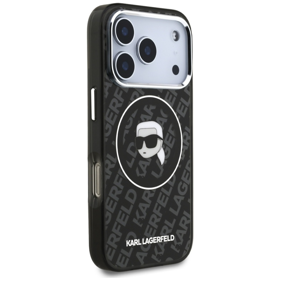 Husa pentru iPhone 17 Pro Max, IML Glitter K&C Heads Logo MagSafe, Clear Mono Karl&Choupette - 1 | YEO
