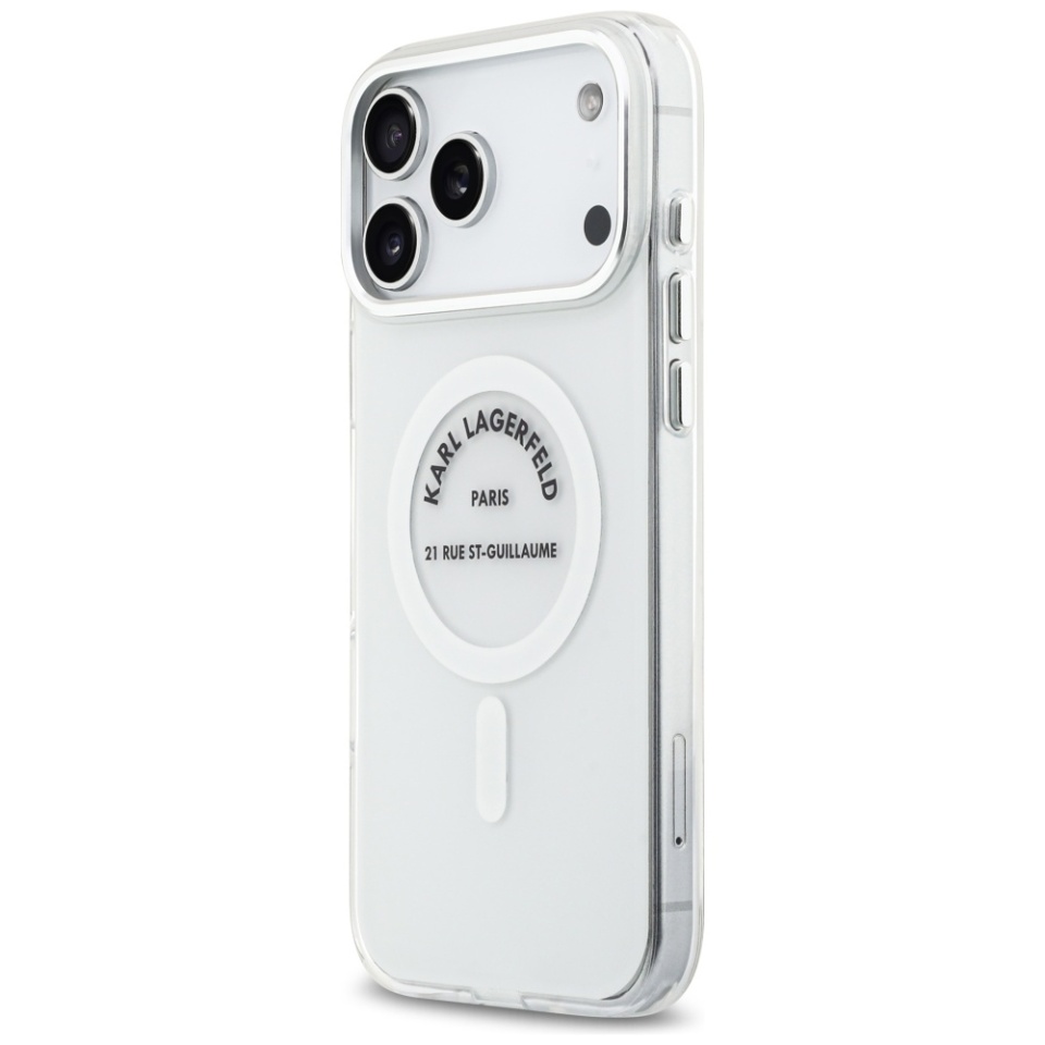 Husa pentru iPhone 17 Pro Max, IML Glitter K&C Heads Logo MagSafe, Clear Mono Karl&Choupette - 2 | YEO