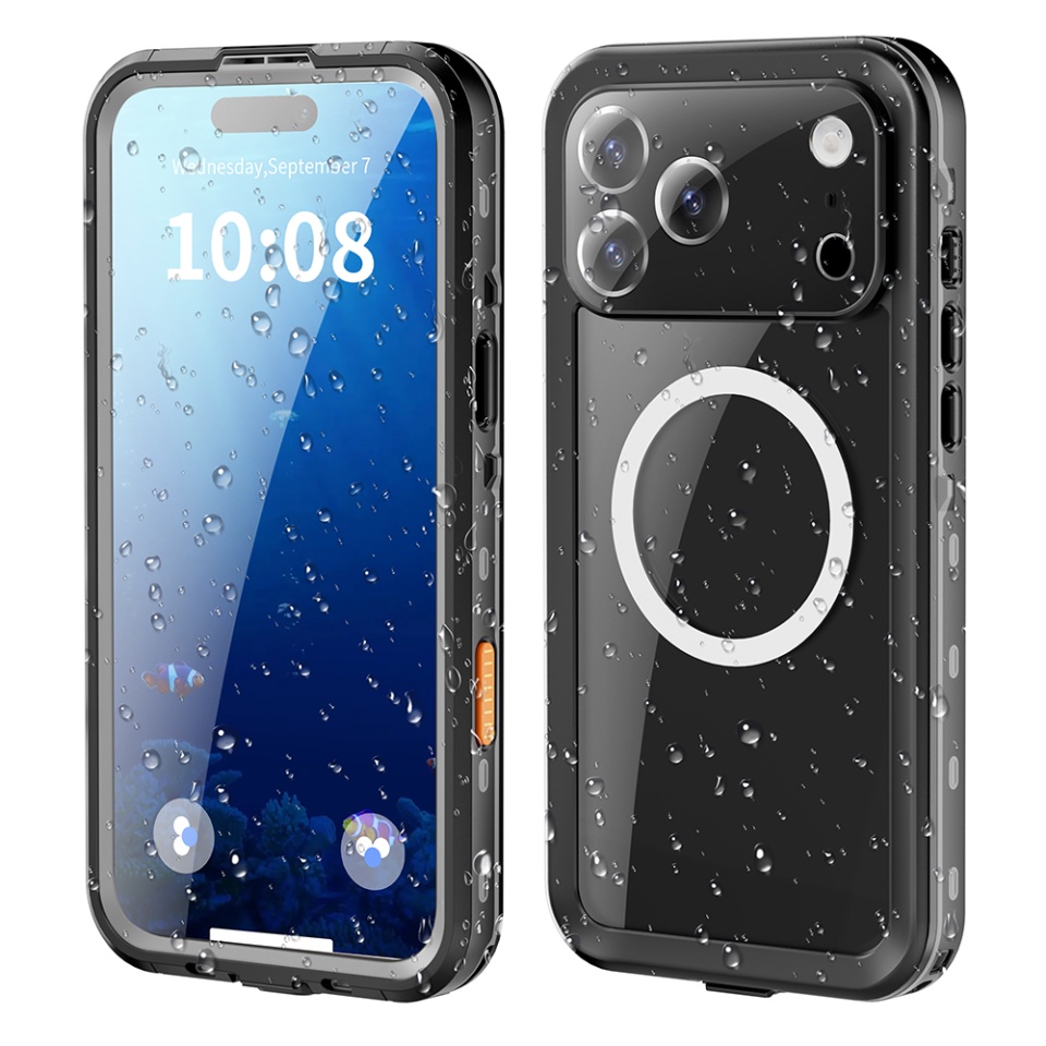 Husa pentru iPhone 17 Pro Max, ShellBox, Waterproof IP68 Case, Full Body, Protectie Totala, Anti-Soc, Rezistenta la Apa si Praful, Negru