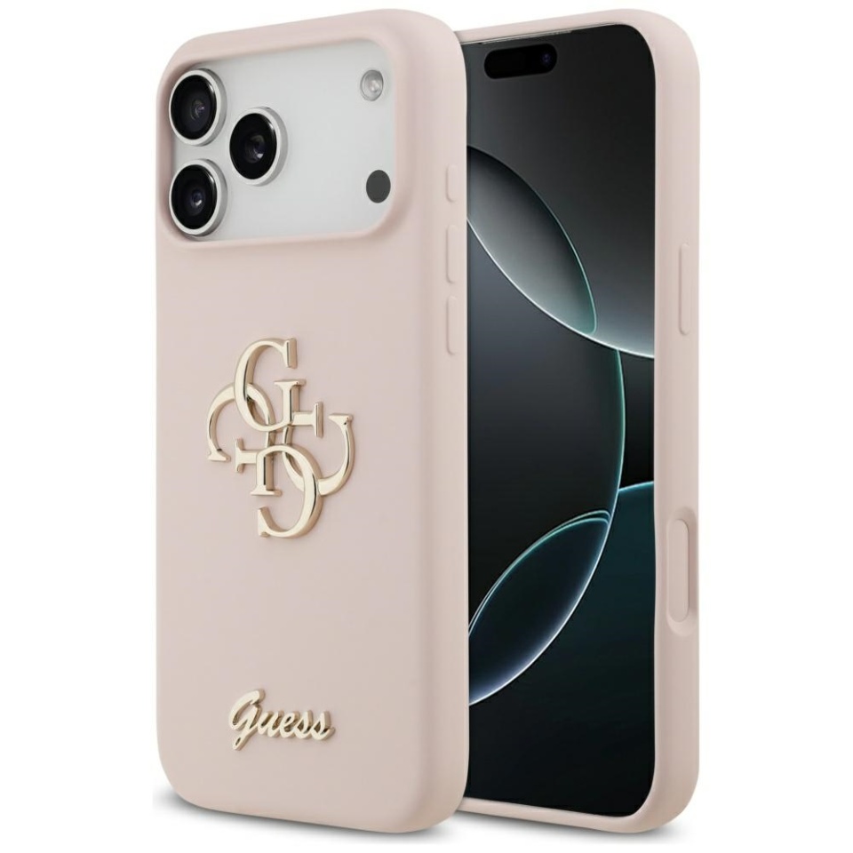 Husa pentru iPhone 17 Pro Max, Silicone Big 4G Script, Protectie Slim, Roz deschis
